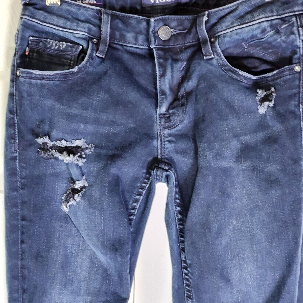 Vigoss Women's The Chelsea Flare Distressed Jeans Size Waist 24 Inseam 33